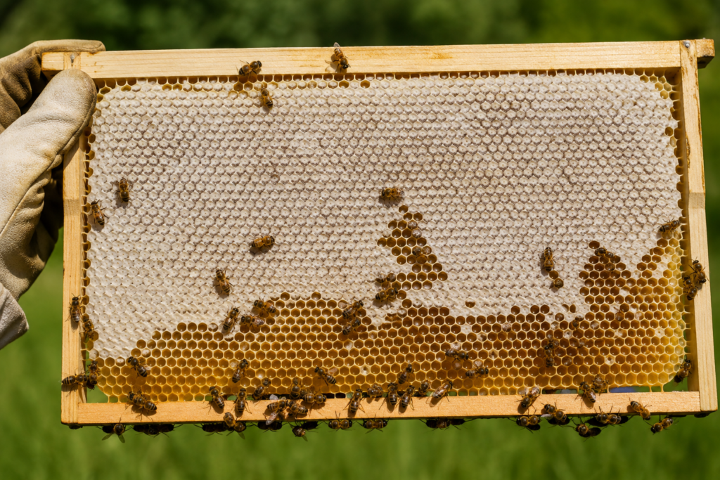 Capped honey frame ready to harvest