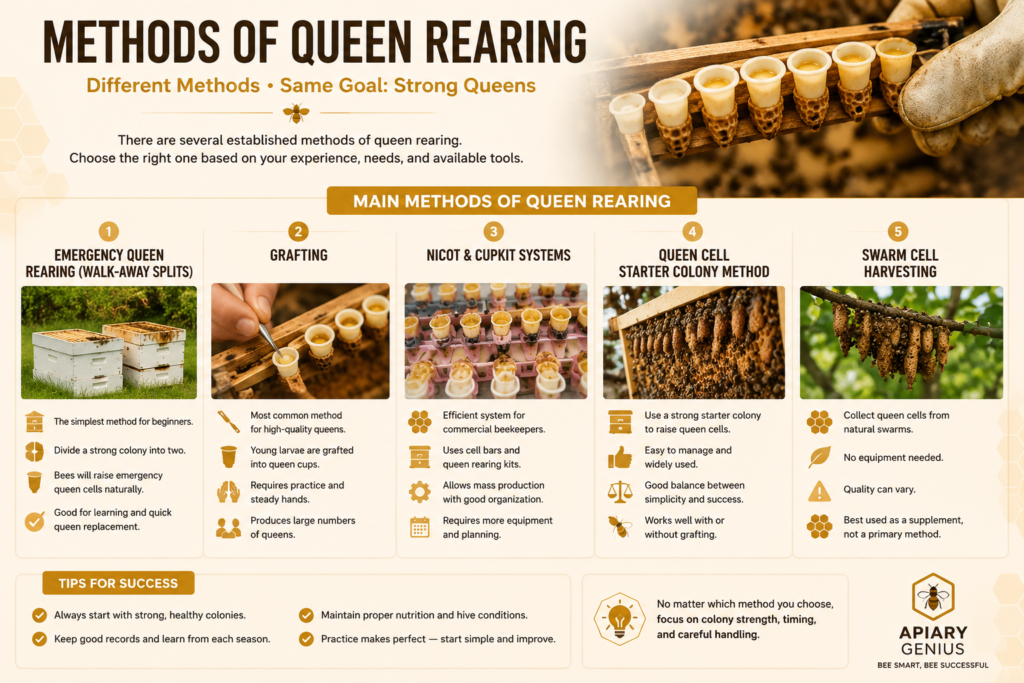 Comparison of queen rearing methods for beekeepers