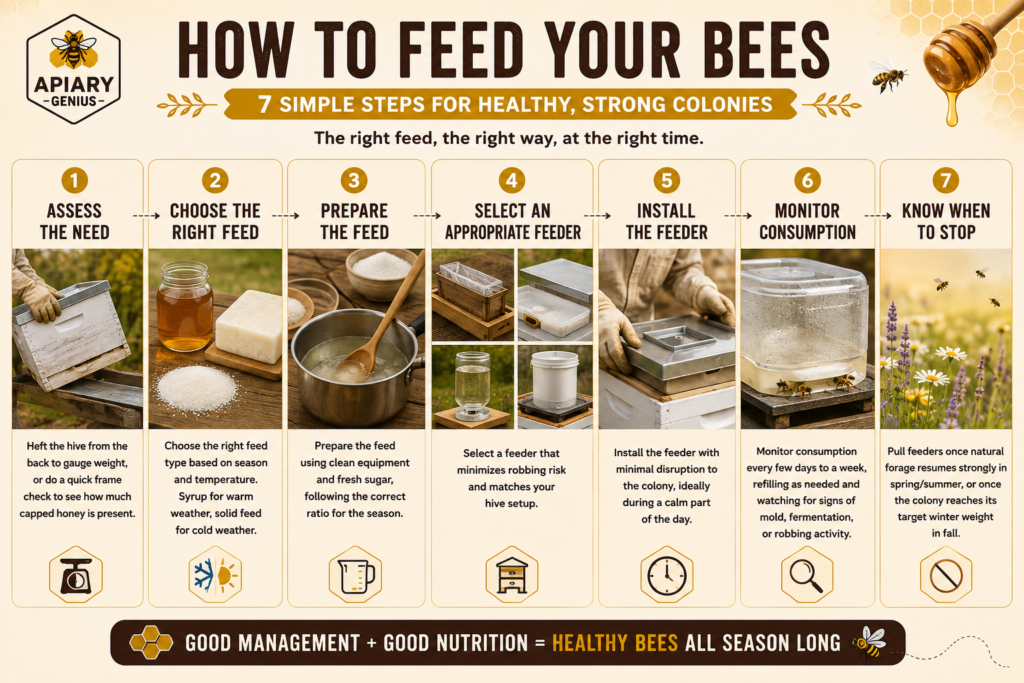Seven steps for feeding bees safely throughout the season