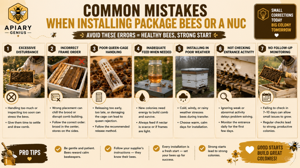 Common mistakes when installing package bees or a nuc