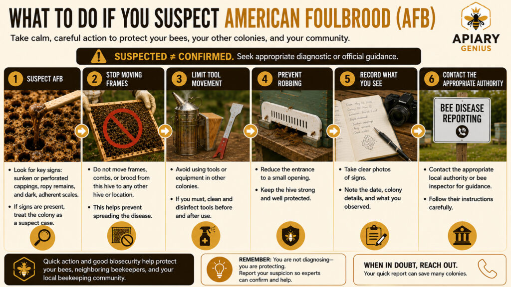 What to do if you suspect American foulbrood in a honey bee colony