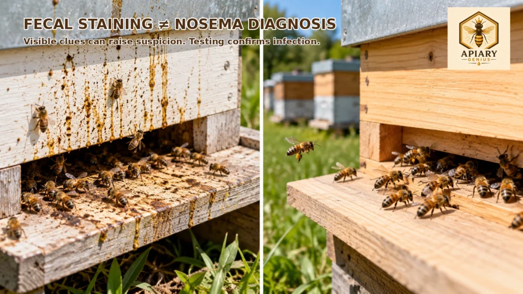 Fecal staining is not a confirmed diagnosis of Nosema in honey bees